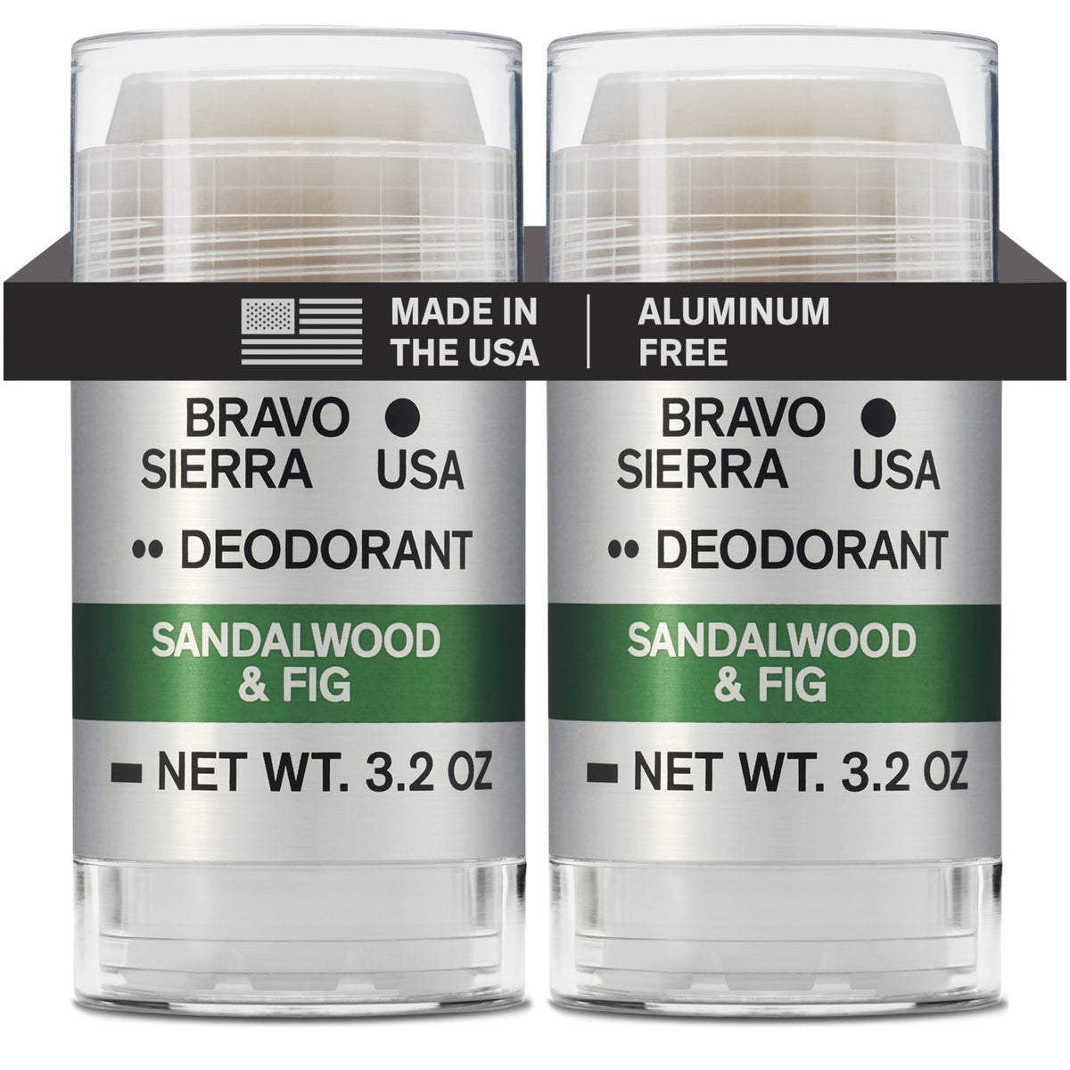 Bravo Sierra deodorant 2-pack bottle with sandalwood-fig scent for all-day freshness