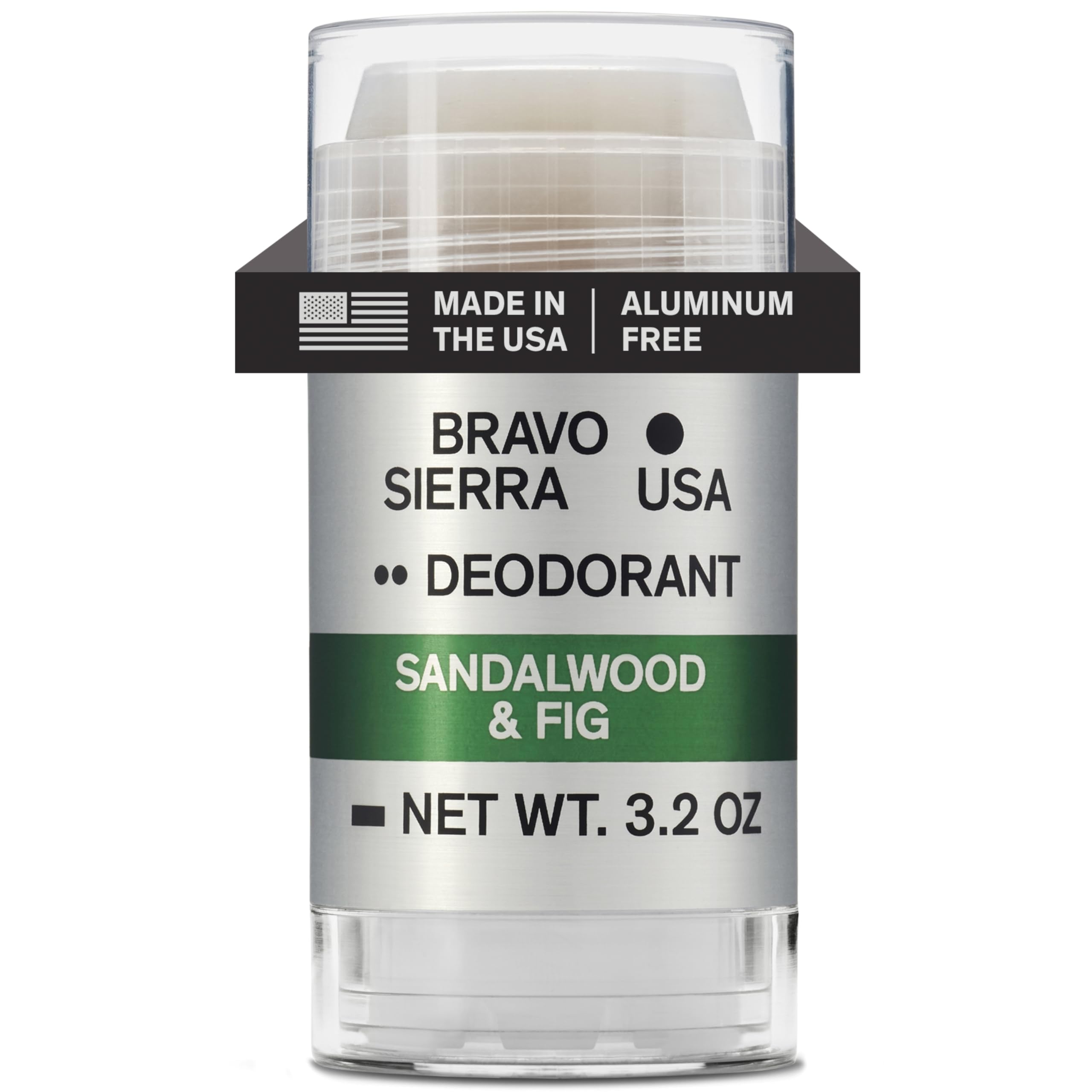 Desodorante Bravo Sierra sin aluminio en envase de 90 g para uso diario.