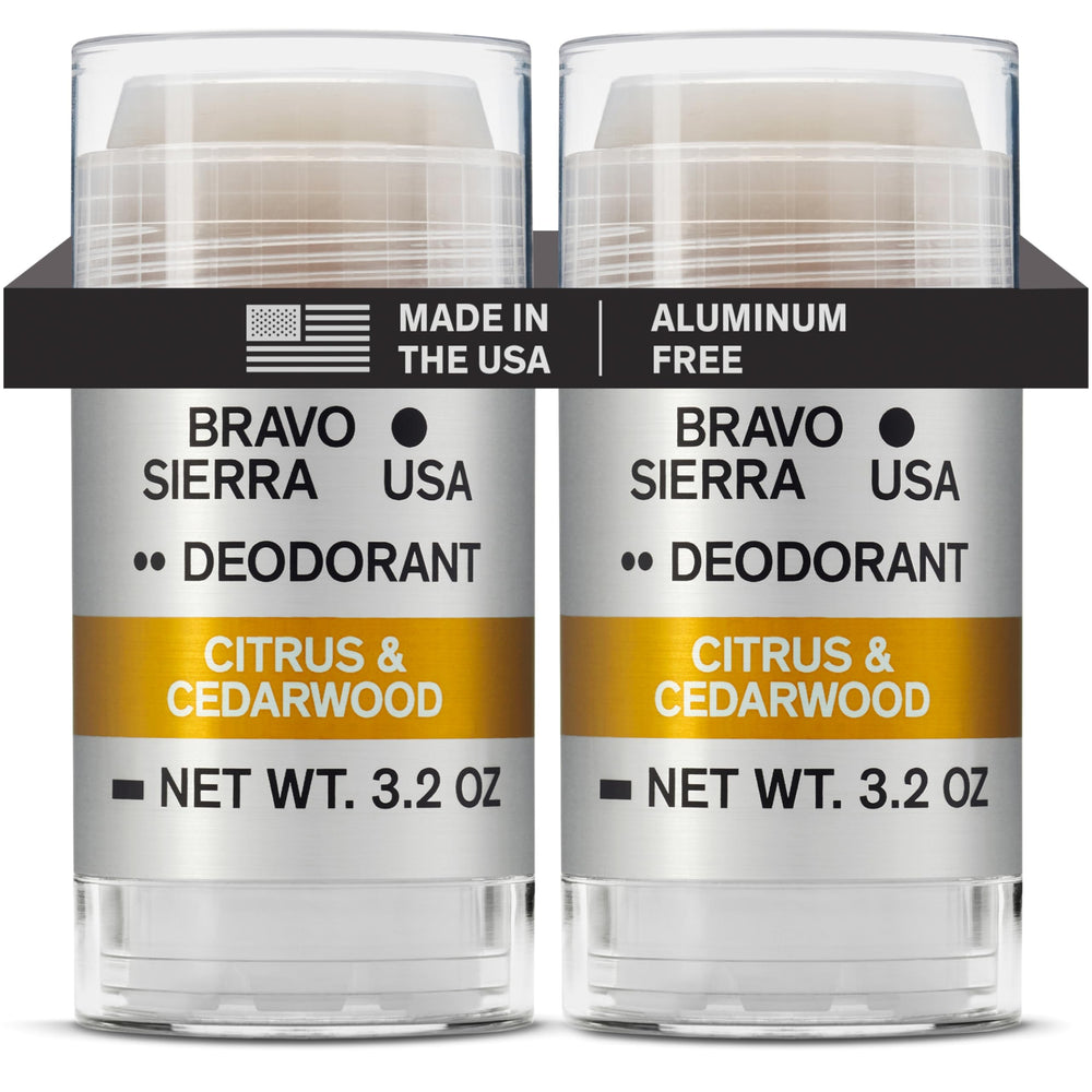 Bravo Sierra aluminum-free deodorant Citrus Cedarwood 2-pack for long-lasting freshness.