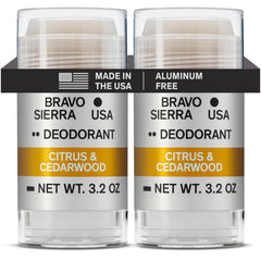 Bravo Sierra aluminum-free deodorant Citrus Cedarwood 2-pack for long-lasting freshness.