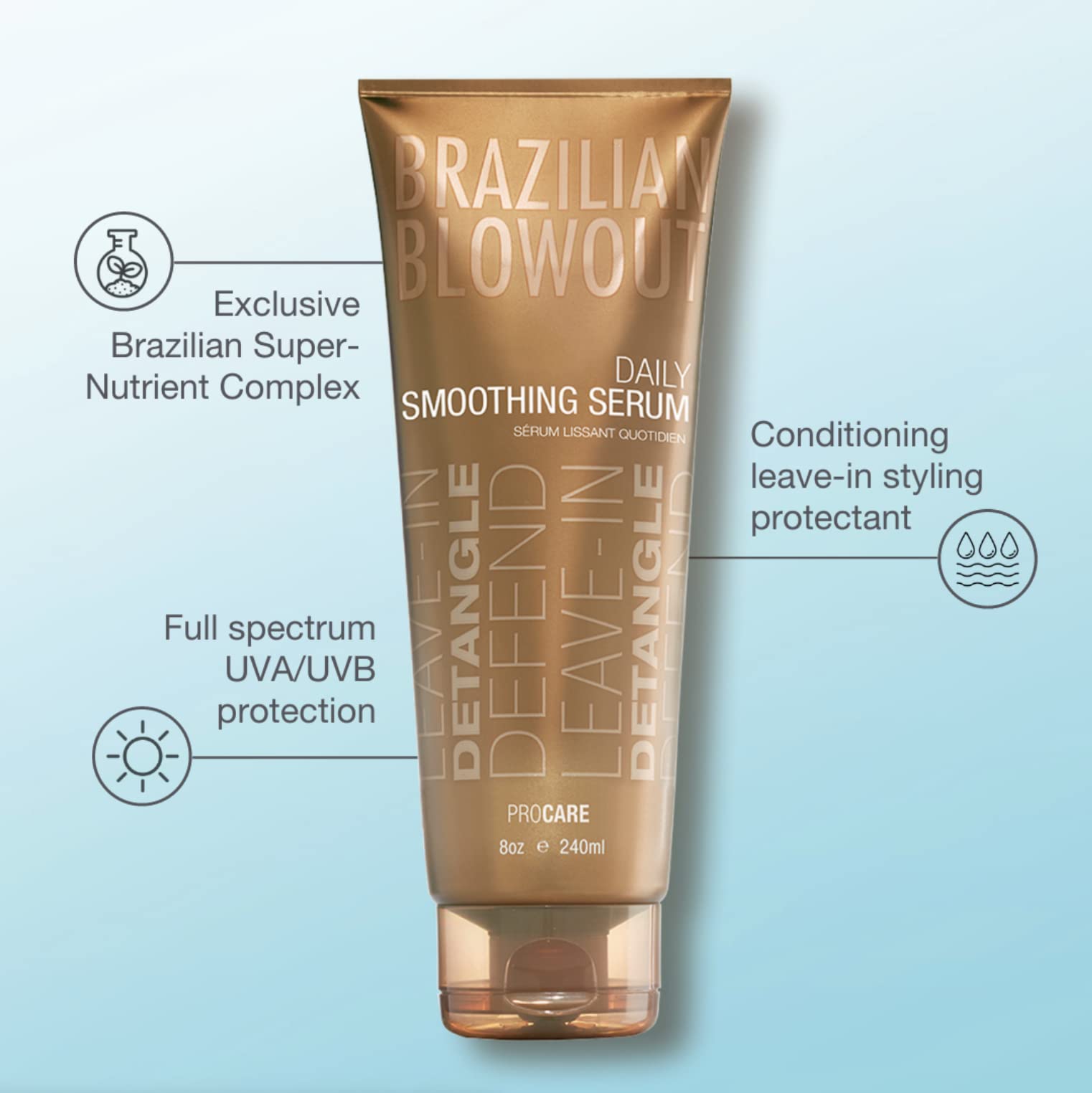 Brazilian Blowout Acai Daily Smoothing Serum application close-up showing texture.