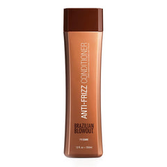 Brazilian Blowout Anti-Frizz Conditioner bottle highlights smoothness and shine.