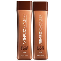 Brazilian Blowout Anti-Frizz Shampoo bottle showcases frizz control.