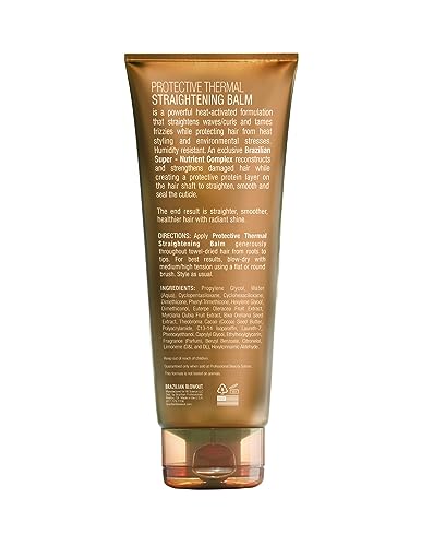 Application of Brazilian Blowout Balm on towel-dried hair for even frizz control.