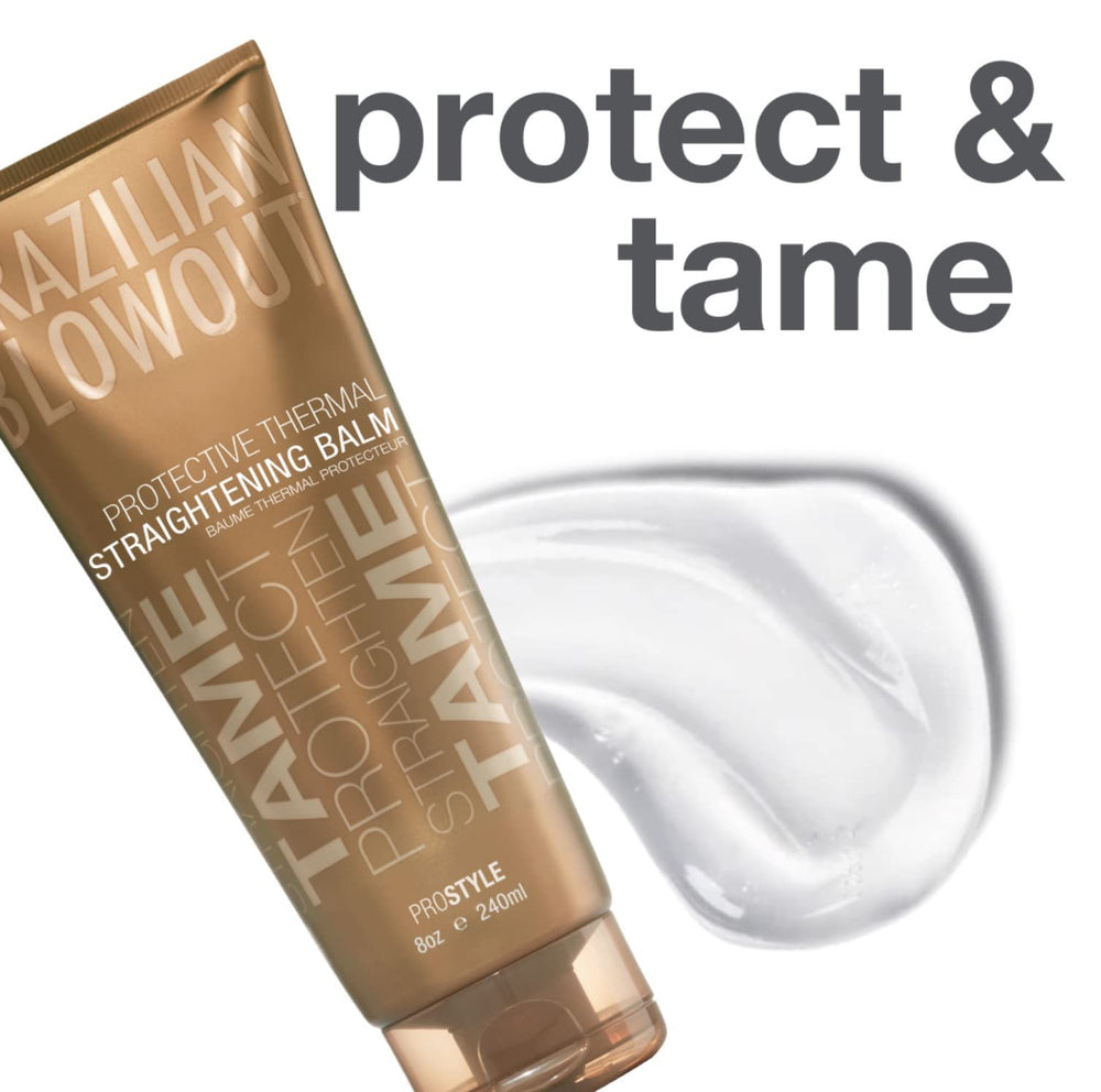 Applying balm before blow-drying to support straightening with medium-to-high tension.