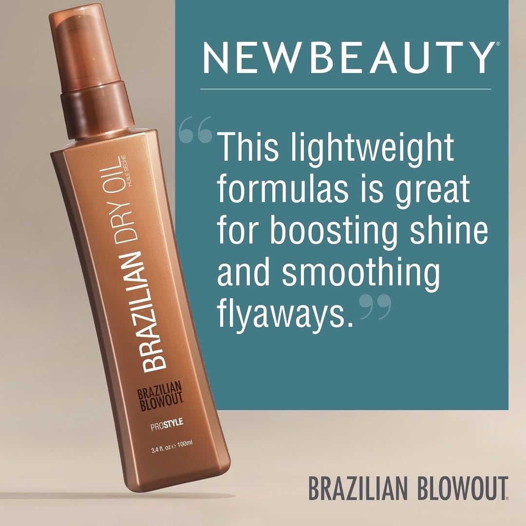 Brazilian Blowout Brazilian Dry Oil texture close-up highlights fast absorption and frizz control.