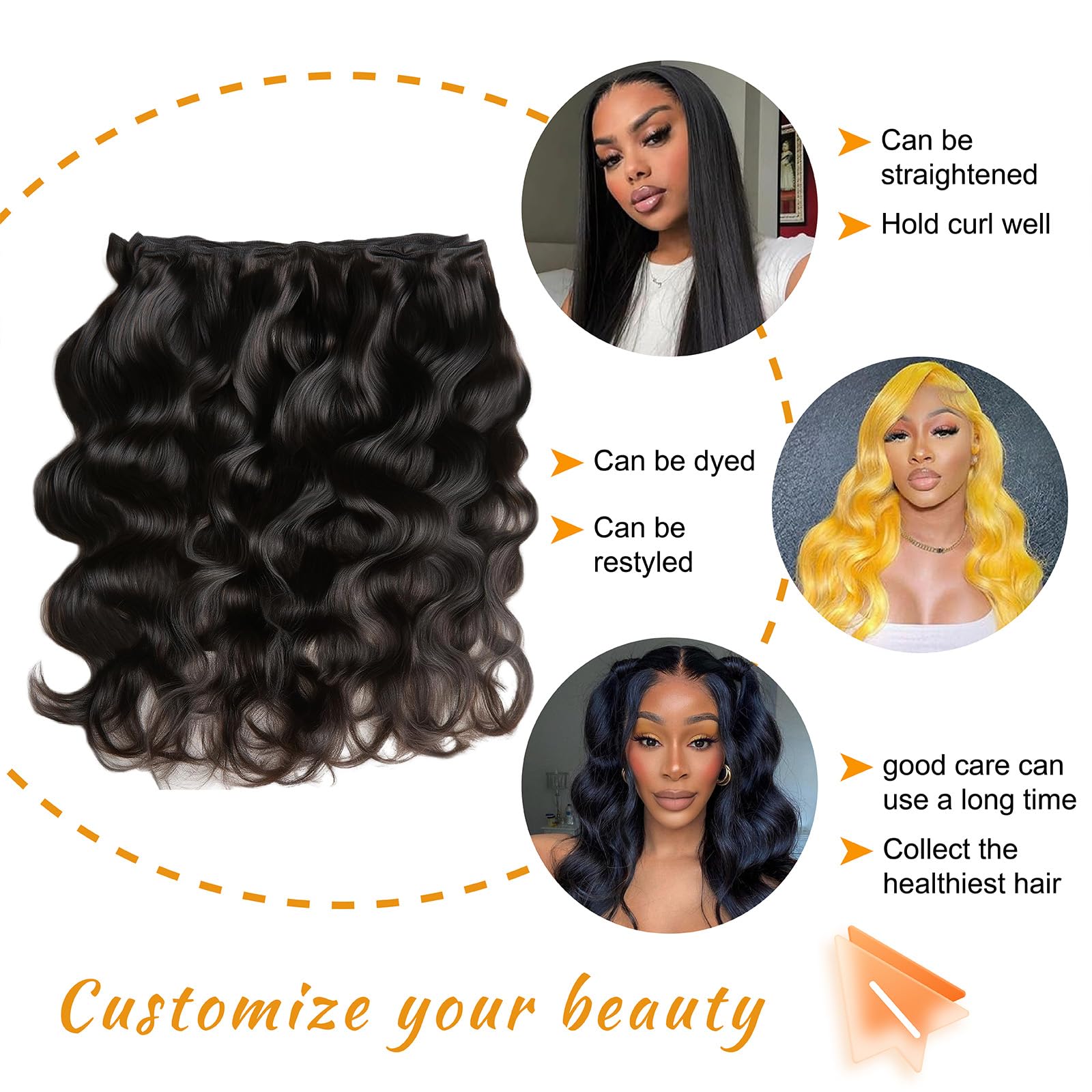Brbeawor Brazilian Body Wave in natural black color for daily wear.