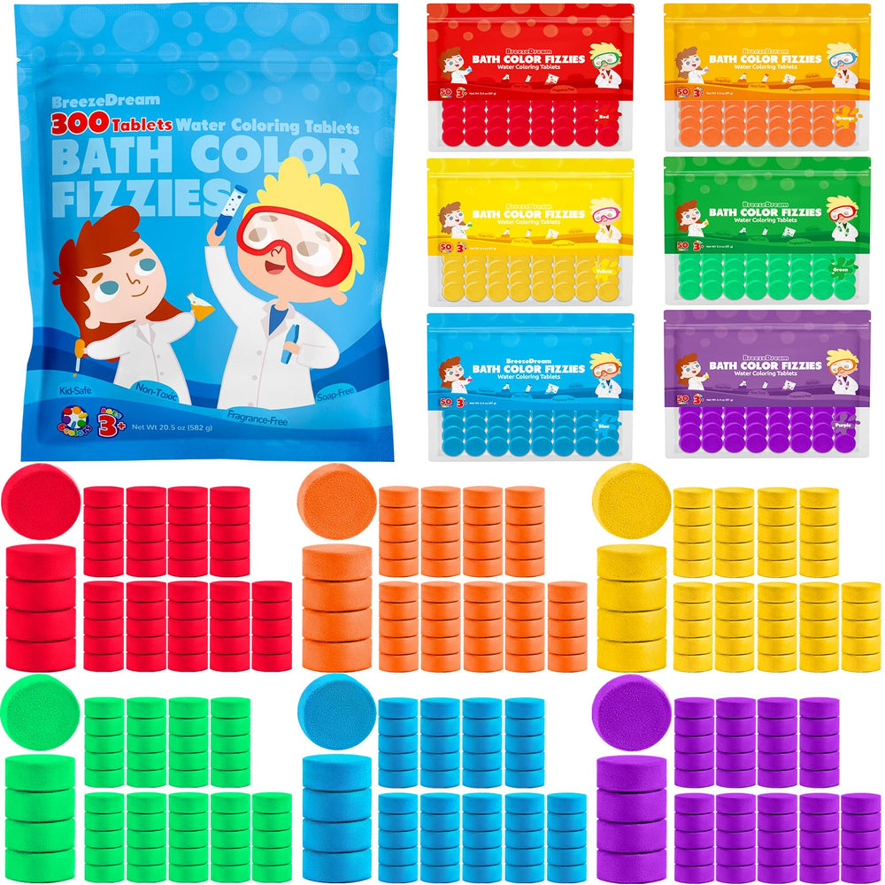 BreezeDream tabletas color baño, 6 colores brillantes que inspiran creatividad durante el baño.
