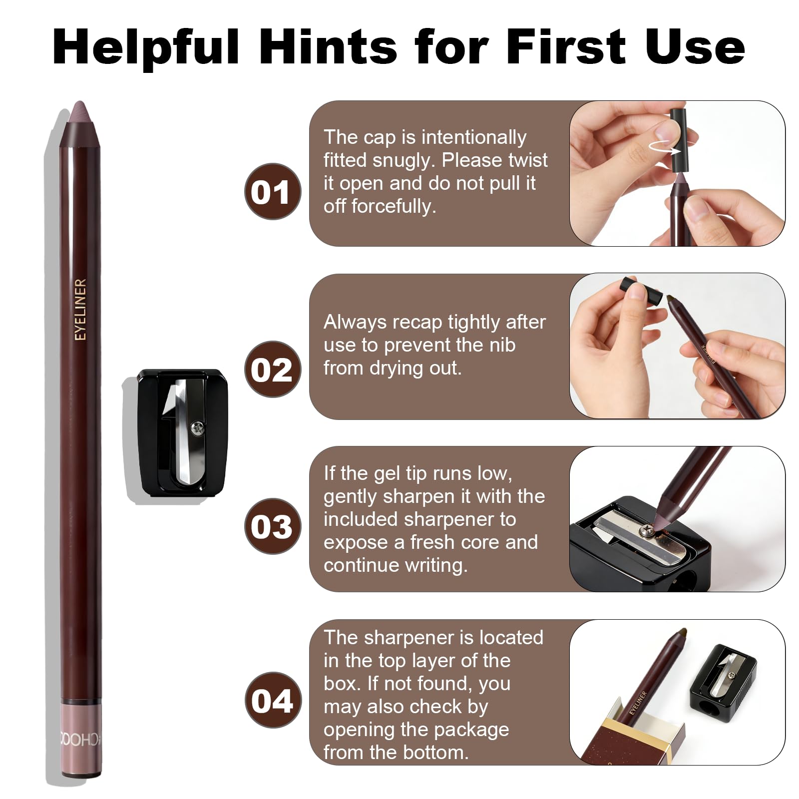Brenqe Plum Gel Eyeliner on green eyes adds flattering contrast.