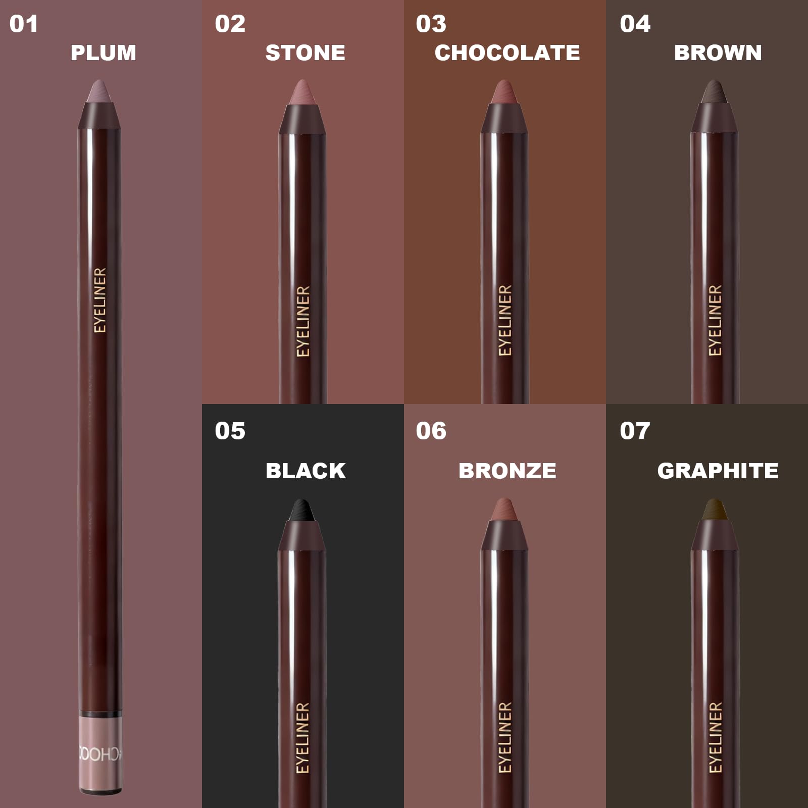 Brenqe Plum Gel Eyeliner Pencil built-in sharpener keeps tips sharp.