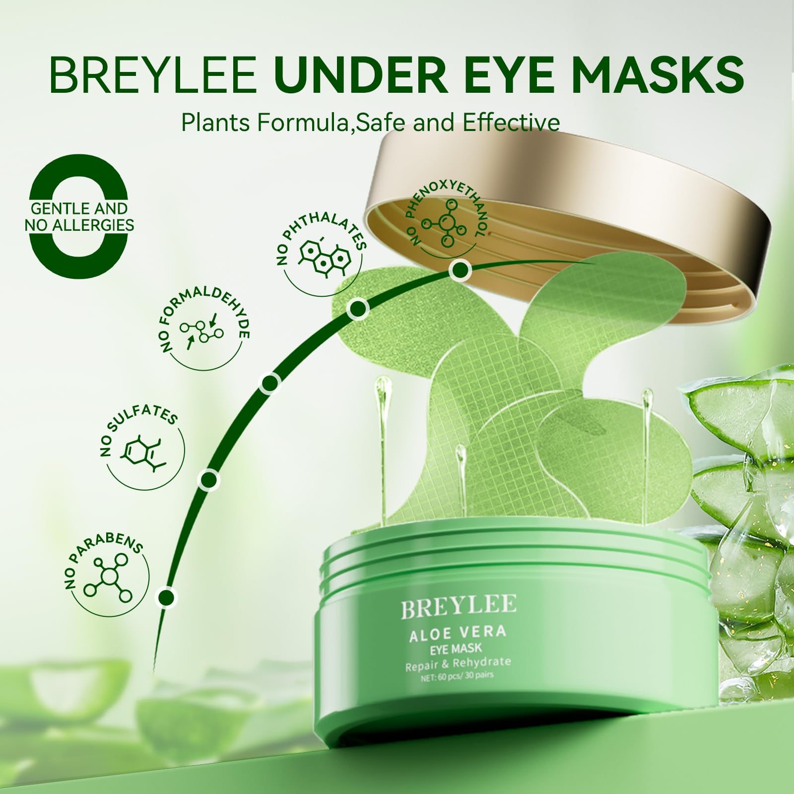 Parches Breylee para ojos, aplicación fácil para uso diario.