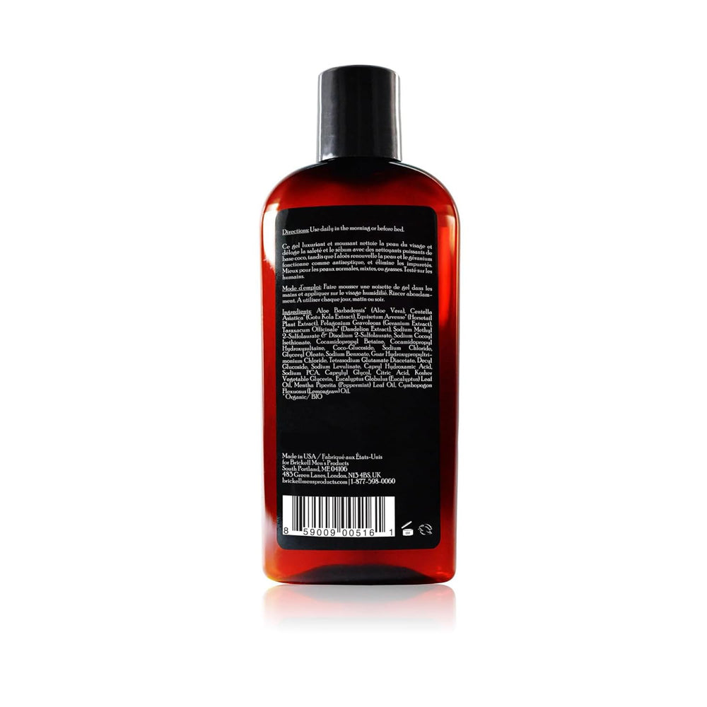 Hands apply Brickell Clarifying Gel Face Wash for a quick morning cleanse.