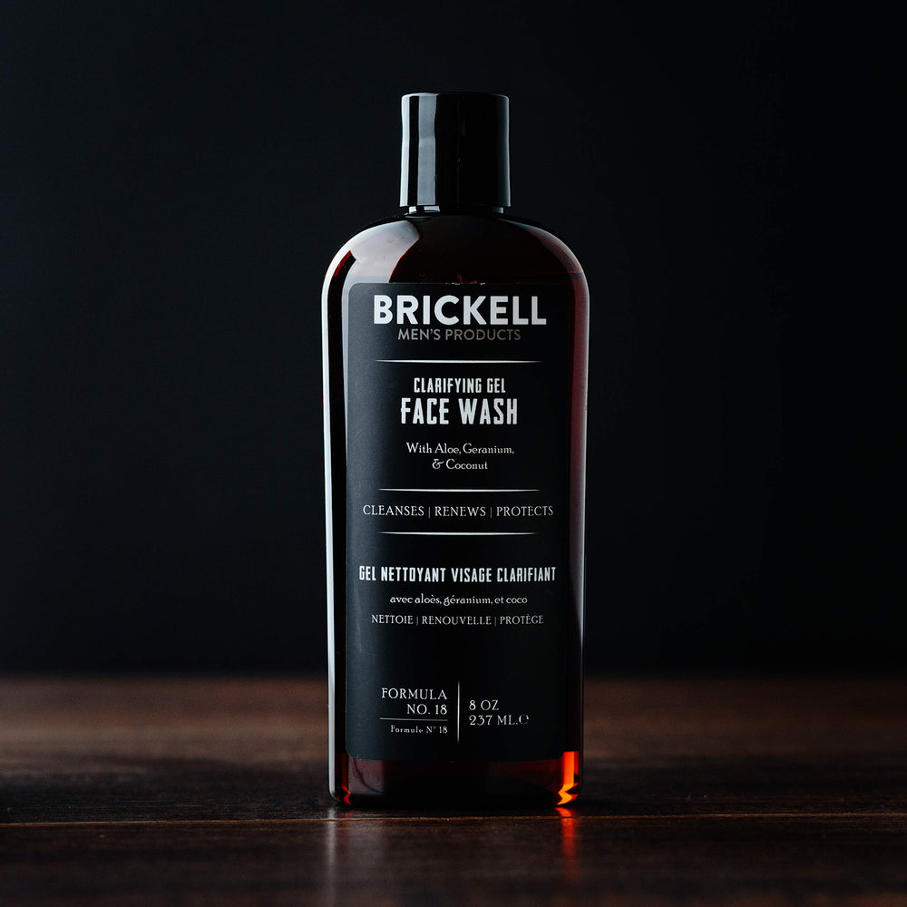 Brickell Clarifying Gel Face Wash foaming texture for daily cleansing.
