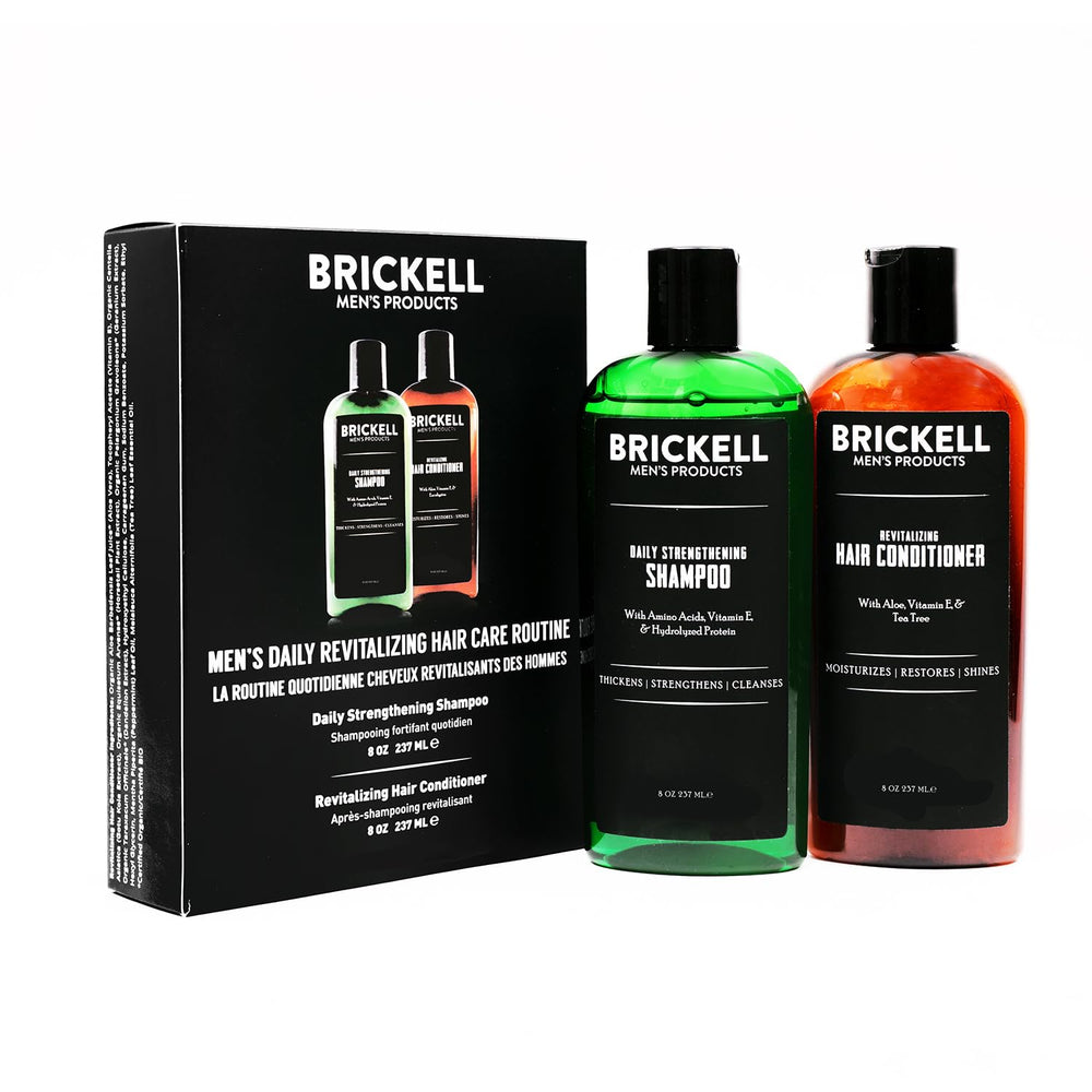 Brickell Daily Revitalizing Shampoo bottle for refreshing cleanse and stronger-looking hair