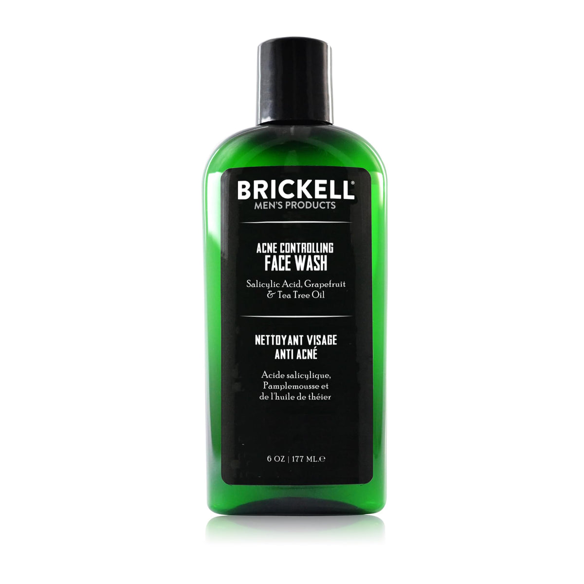 Brickell Hombres Limpiador Acne Botella: limpieza diaria suave para piel sin imperfecciones.