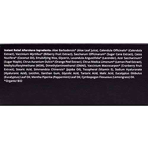 Brickell Instant Relief Aftershave packaging box showcases compact 4 oz size