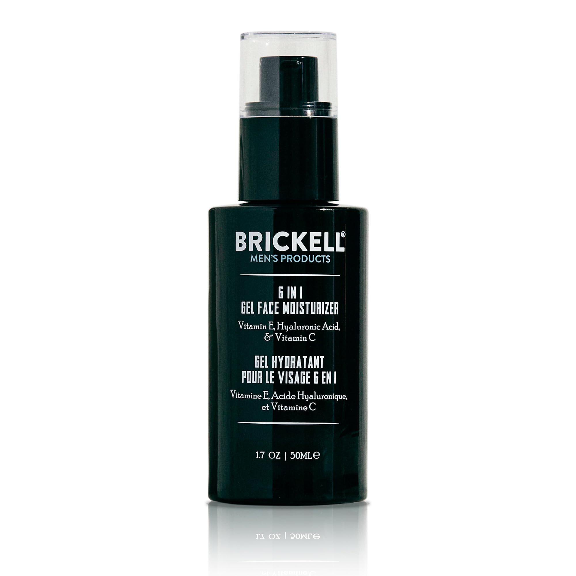Brickell Men's 6-in-1 gel moisturizer bottle pour for quick hydration