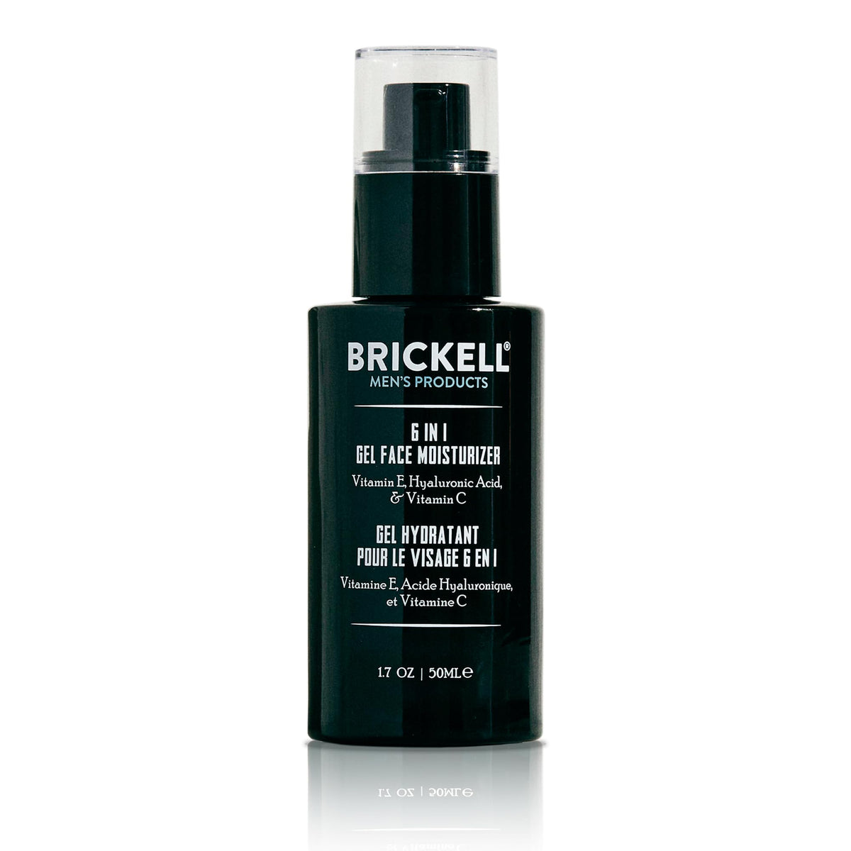 Brickell Men's 6-in-1 gel moisturizer bottle pour for quick hydration