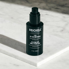 Brickell Men's 6-in-1 gel moisturizer ingredients label highlights key actives