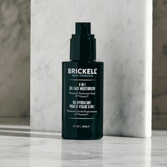Brickell Men's 6-in-1 gel moisturizer close-up of jar showing unscented formula