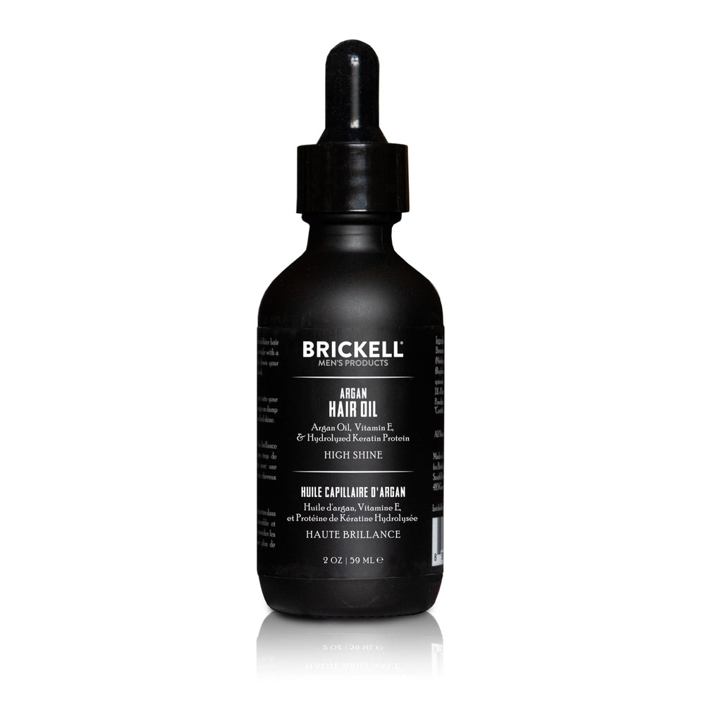 Brickell Men's Argan Oil bottle cap shown for premium hydration.