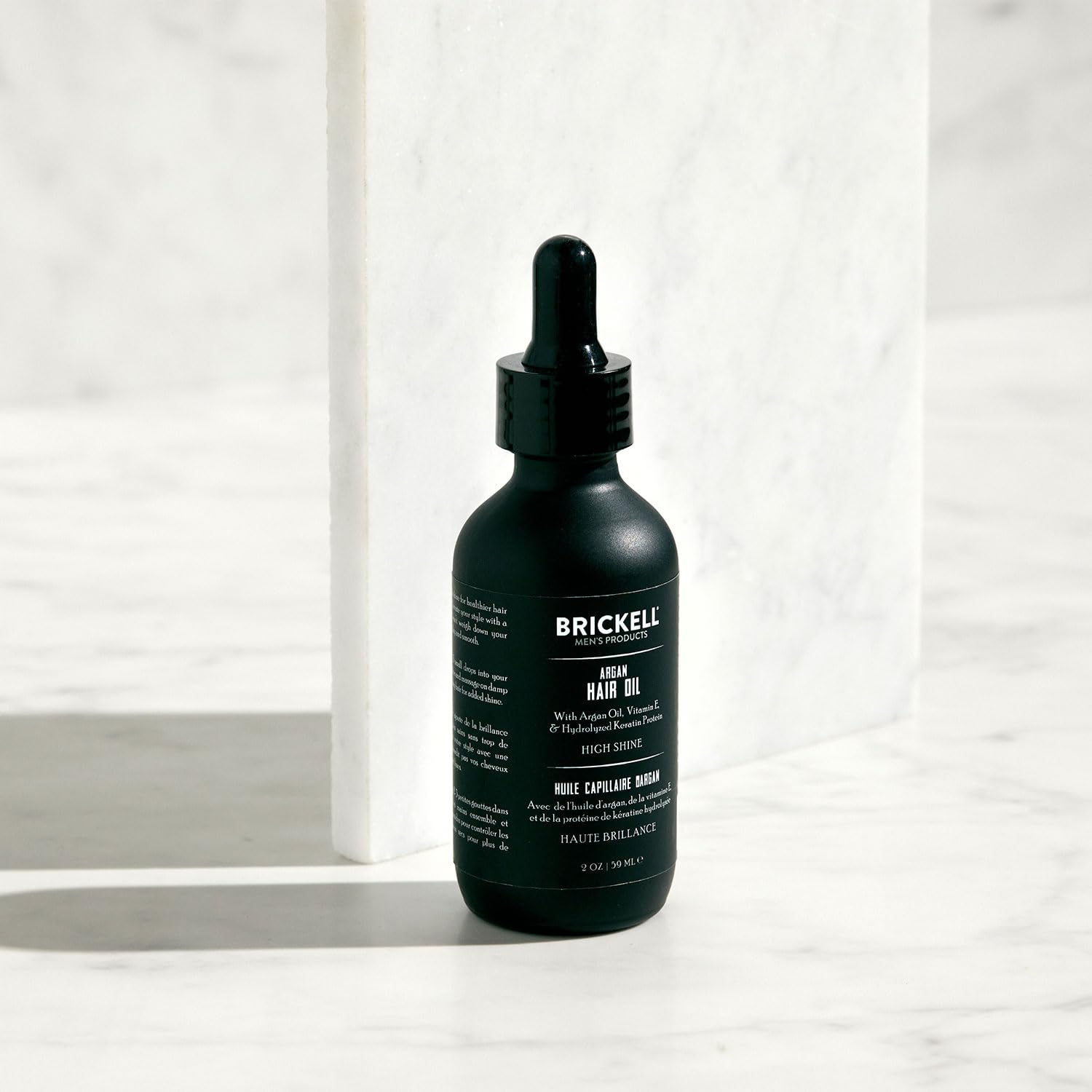 Hair with natural shine after using Brickell Men's Argan Oil.