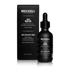Brickell Men's Argan Oil golden liquid close-up highlighting natural shine.