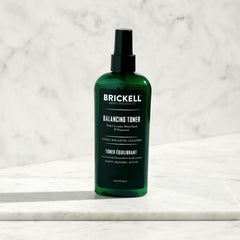 Brickell Men's Balancing Face Toner packaging front showing natural ingredients