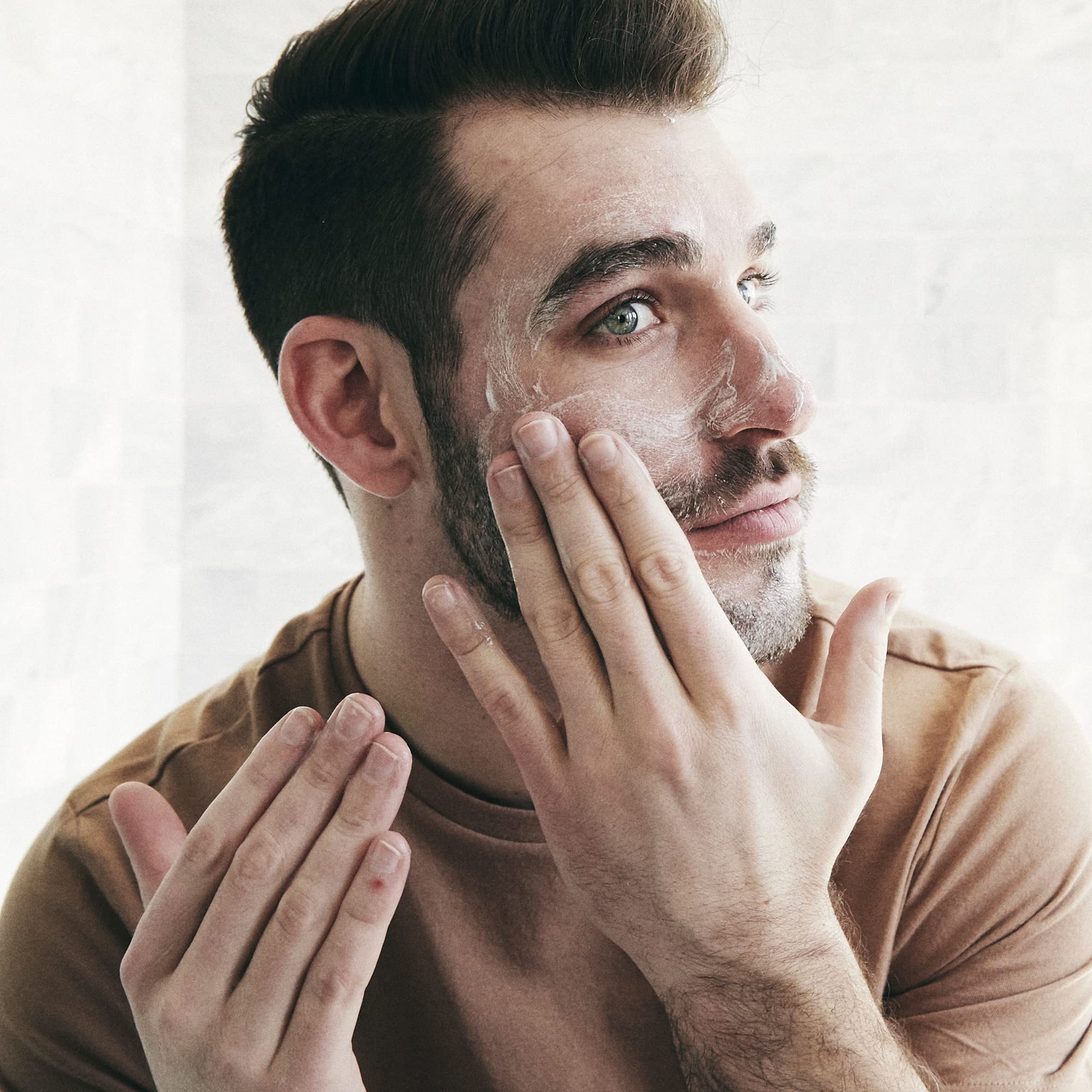 Brickell Men's Daily Essential close-up reveals smooth, non-greasy finish.