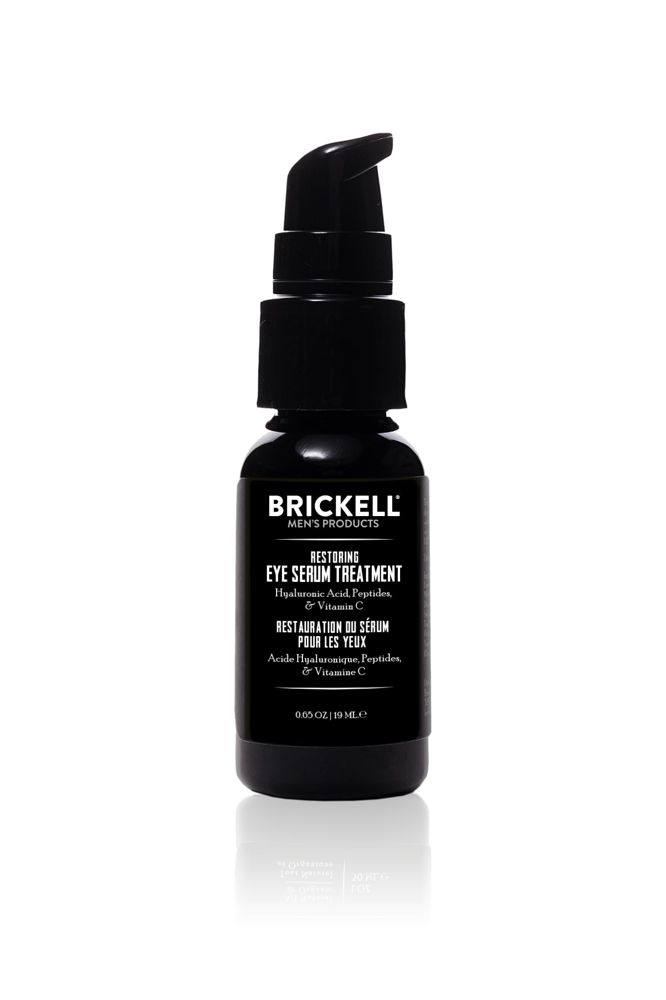 Brickell Men's Dark Circle Under Eye Serum bottle supports daily eye care and gentle firming.