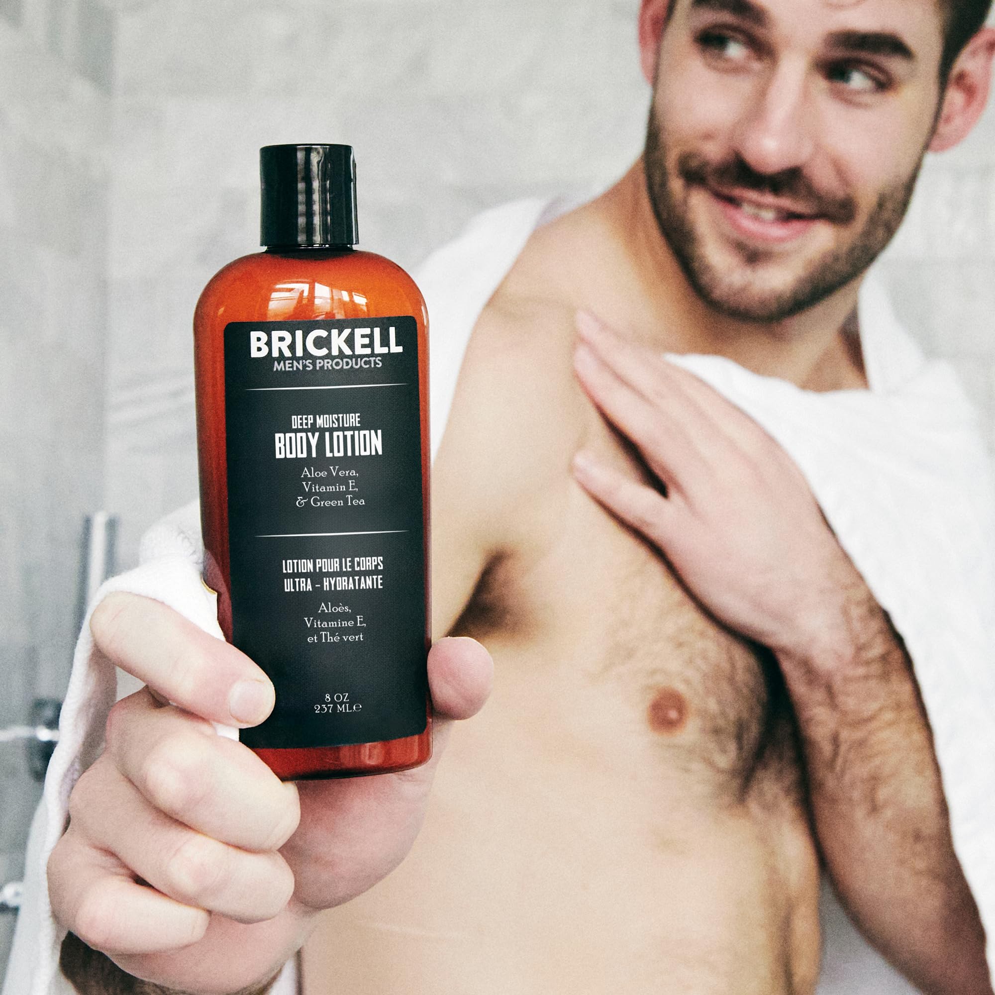 Application on skin by Brickell Deep Moisture showing quick absorption.