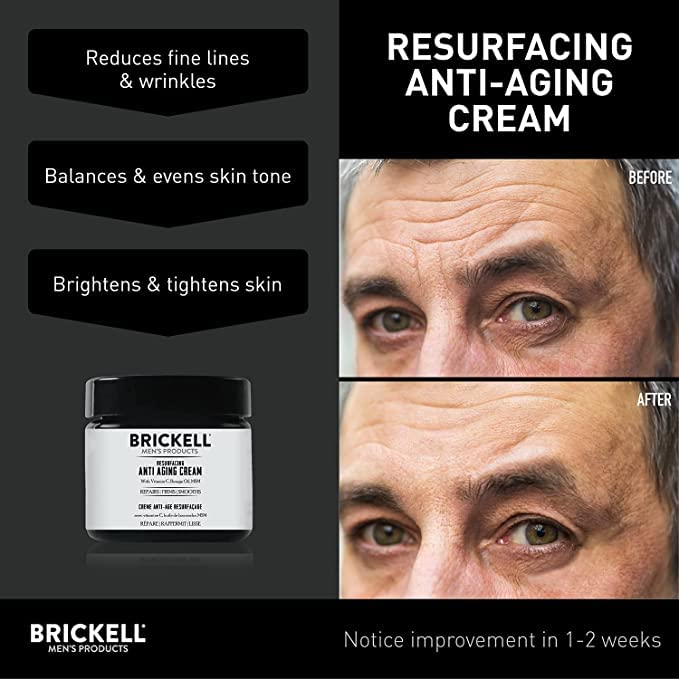 Brickell Men’s Scented cream glass bottle — gentle fragrance for daily skincare routine.