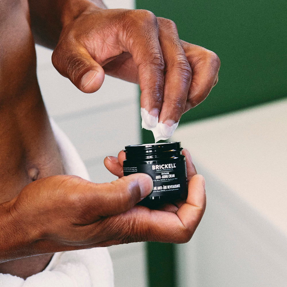 Brickell Men's cream applies quickly with no residue on skin