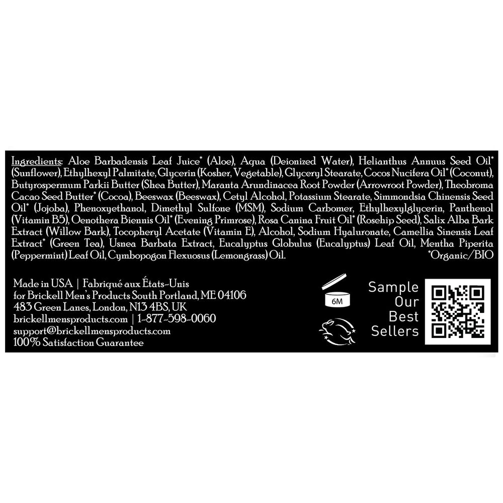 Brickell Men's Revitalizing Anti-Aging Cream ingredients aloe and green tea nourishing skin
