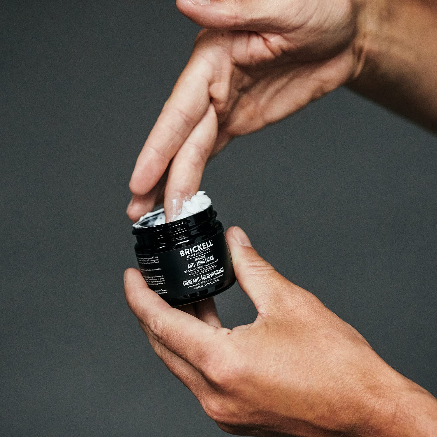 Brickell Men's Revitalizing Anti-Aging Cream in night routine context for overnight hydration