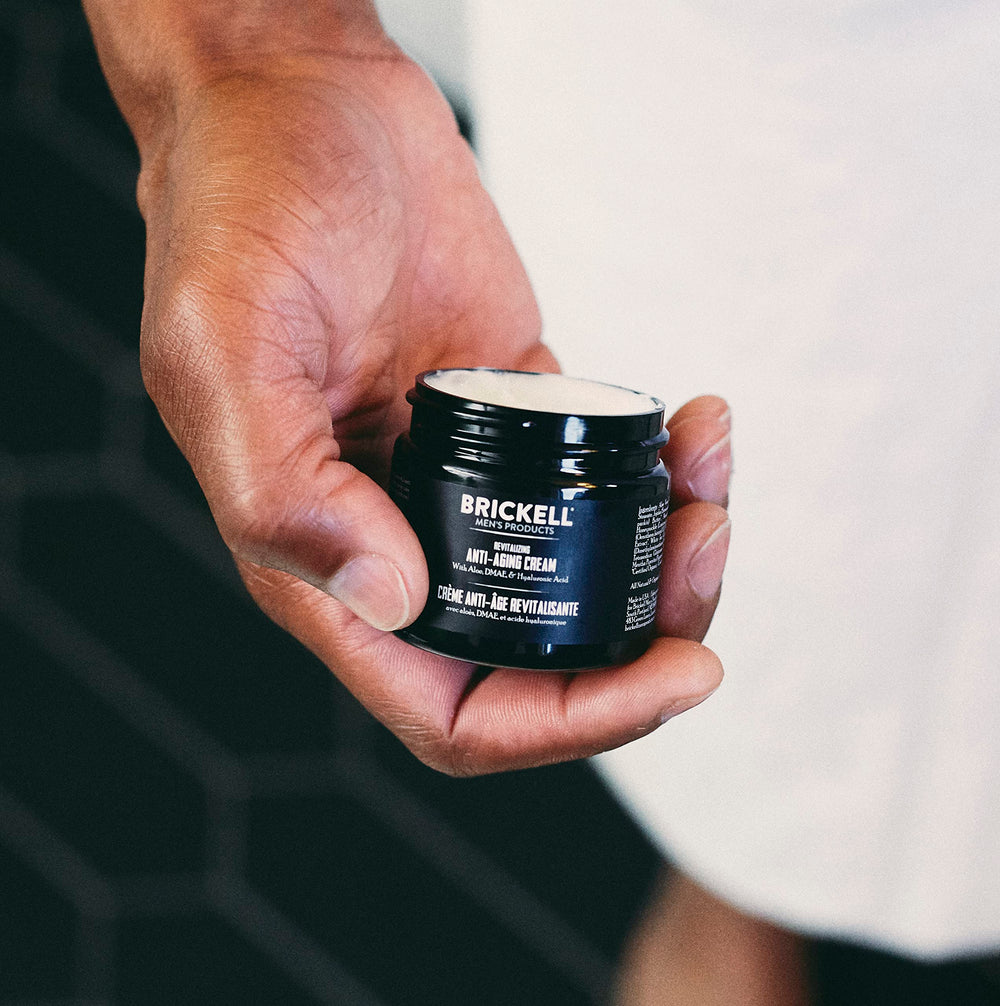 Brickell Men's Revitalizing Anti-Aging Cream packaging and brand trust