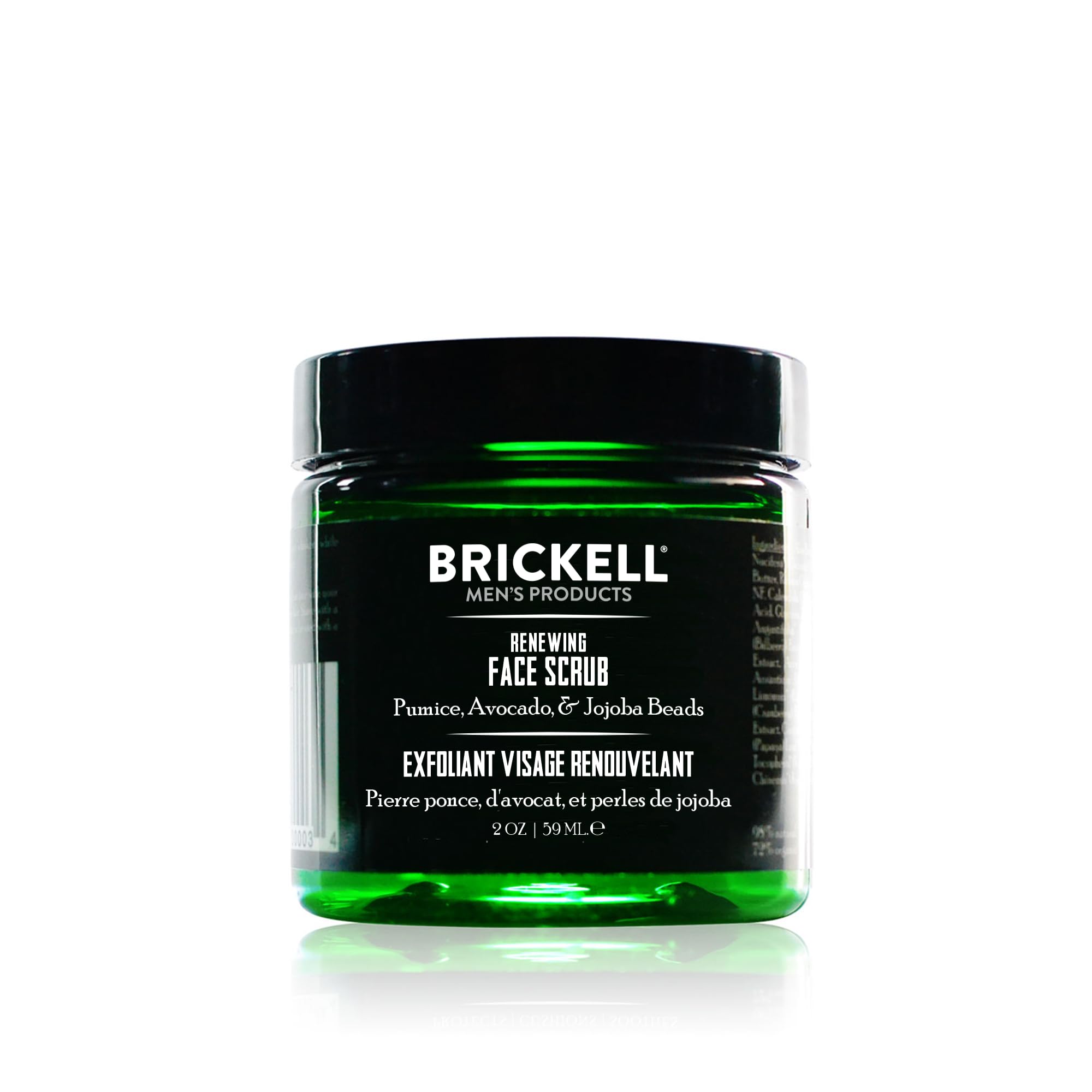 Brickell Renewing Face Scrub, frasco de 2 onzas, exfoliación suave para piel limpia.