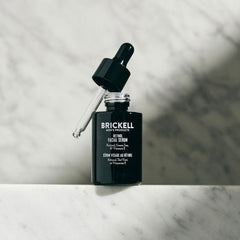Brickell Retinol Serum texture close-up highlights lightweight hydration.