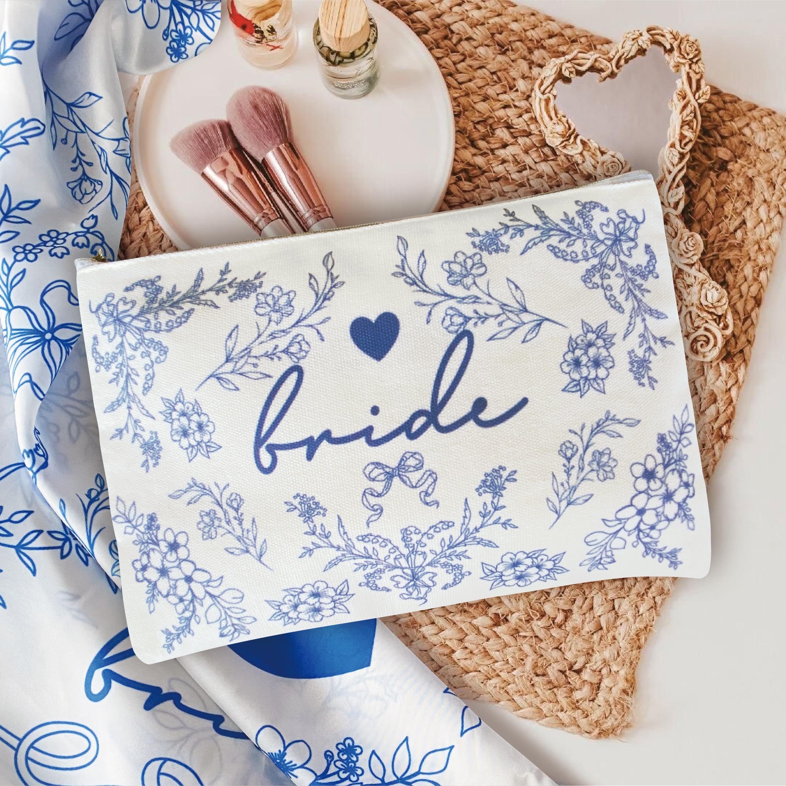 Bride Squad zippered closure keeps items secure during busy wedding day routines.