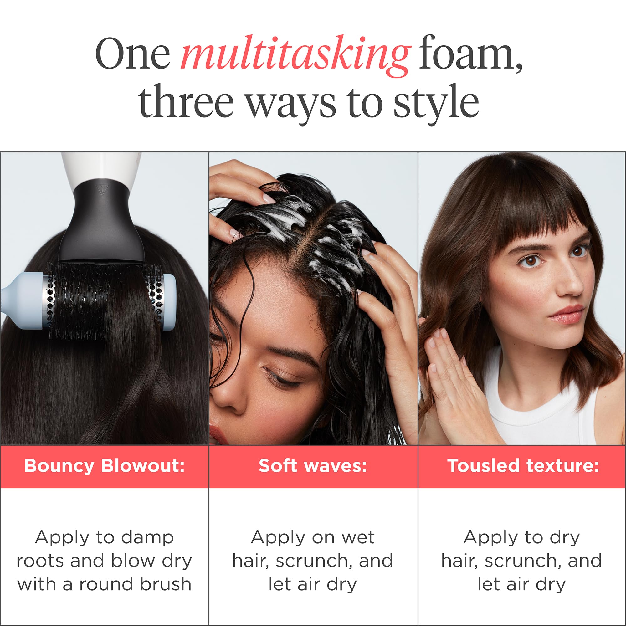 Briogeo Style + Treat Yuzu + Plum Oil foam boosts blowout volume.