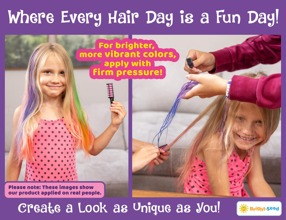 Bright Seed glitter blue hair chalk for vibrant accents and easy removal.