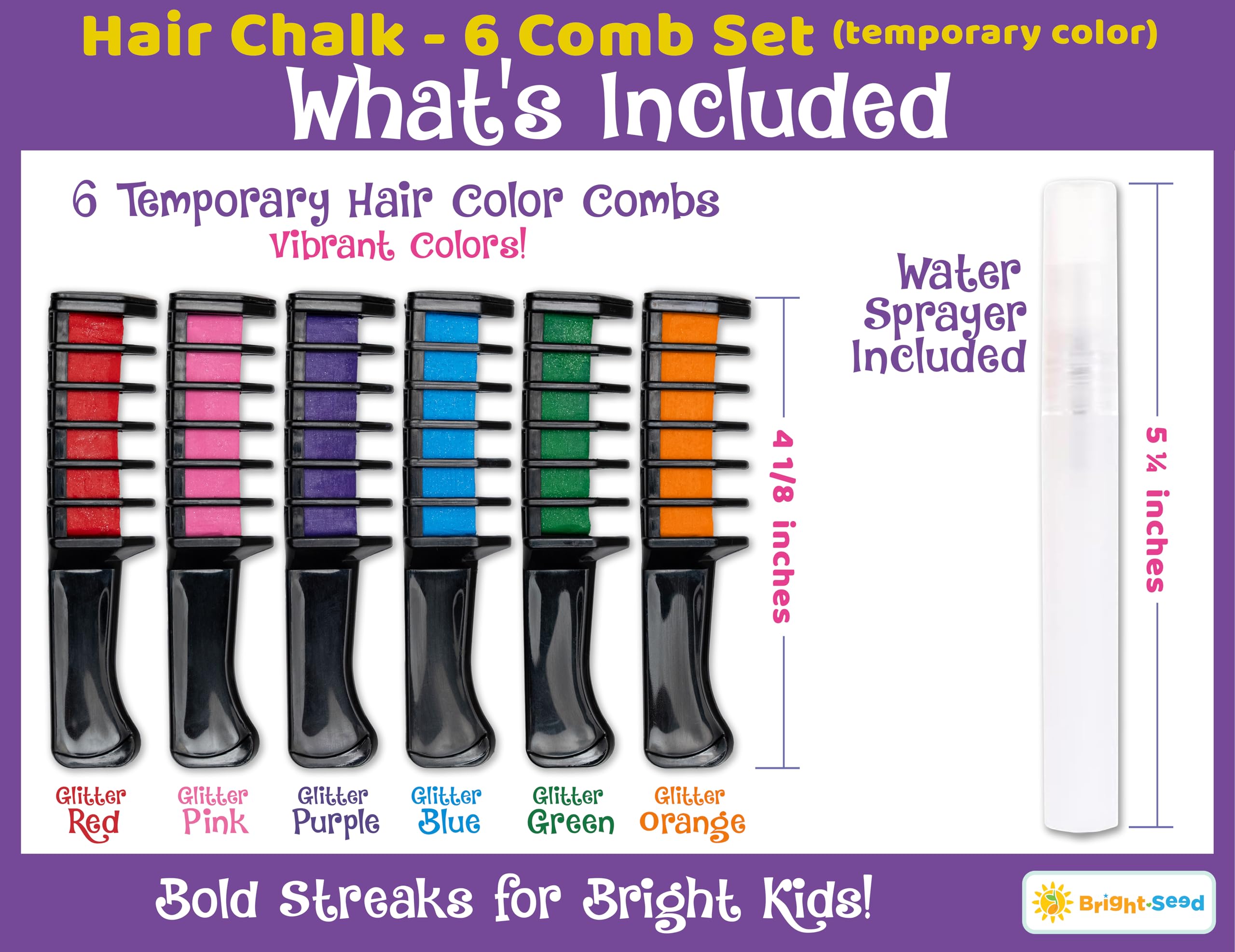 Bright Seed glitter pink hair chalk for playful styles, simple cleanup.
