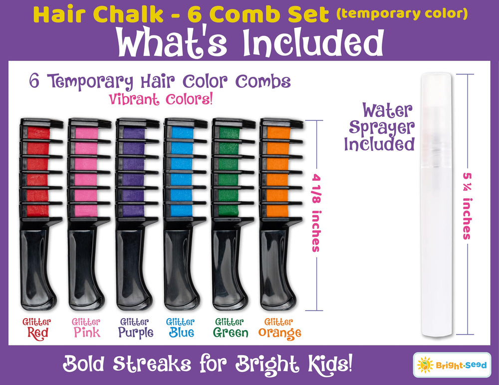 Bright Seed glitter pink hair chalk for playful styles, simple cleanup.