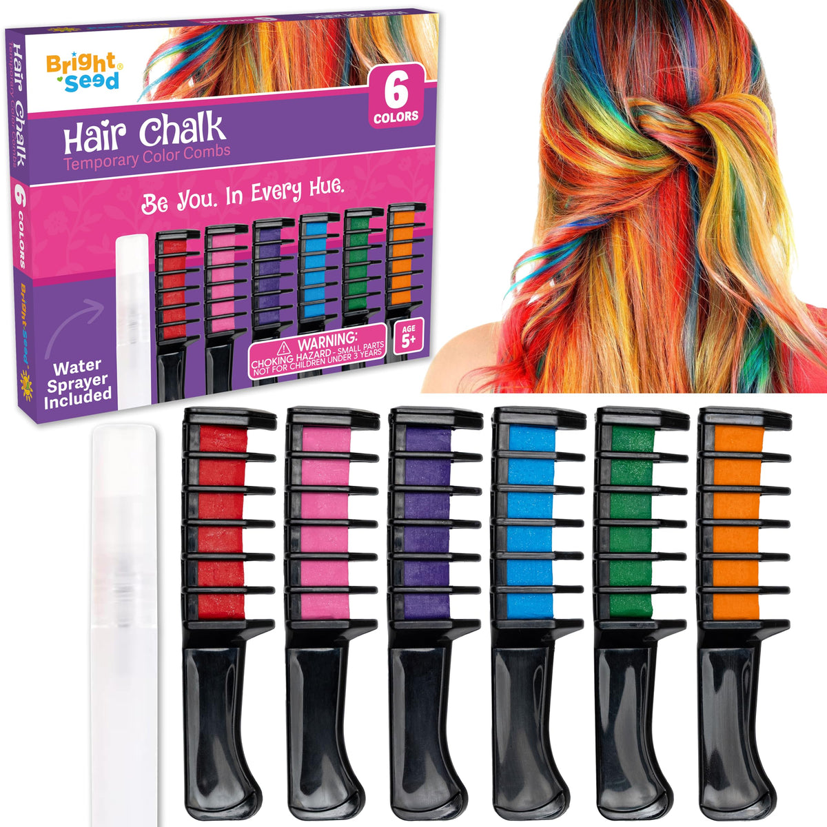 Bright Seed glitter red hair chalk for bold temporary color, easy wash-out.