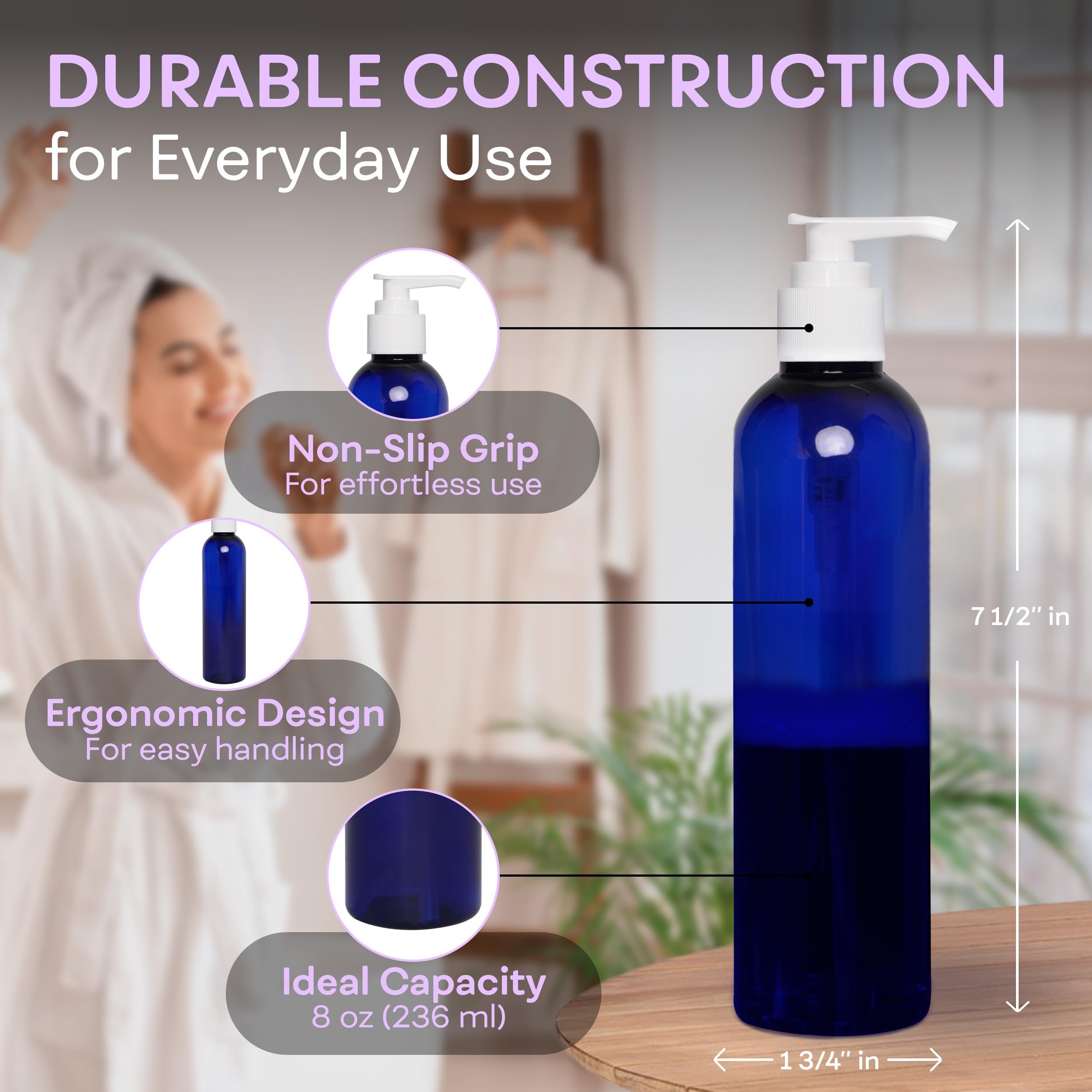 BrightFrom 8oz pete1 bottle stores shampoo and body wash neatly
