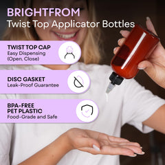 BRIGHTFROM amber PET bottle protects light-sensitive essential oils during storage.