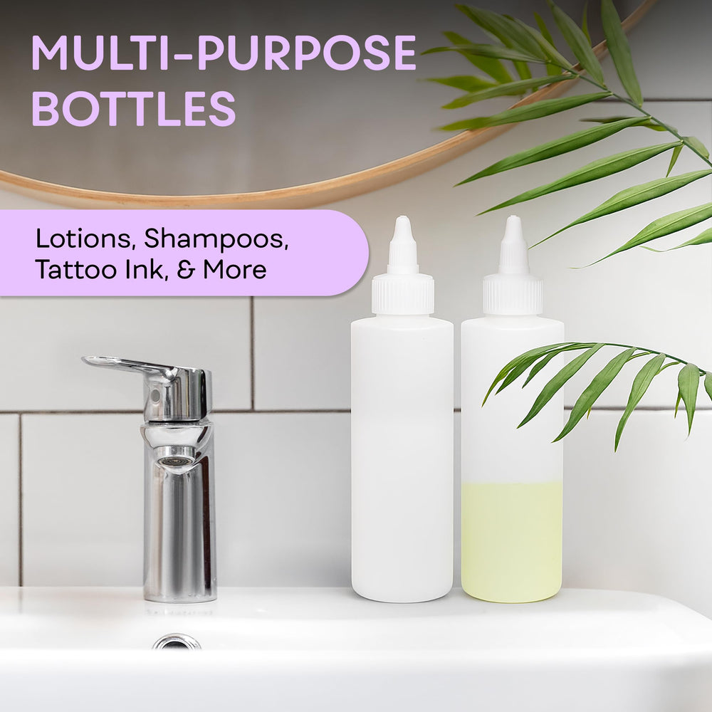 BRIGHTFROM clear HDPE bottle designed for easy liquid transfer.