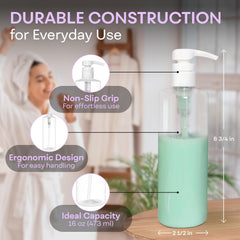 BRIGHTFROM leak-proof-pump-16oz container minimizes spills during use.