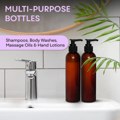 BRIGHTFROM amber shampoo bottle with black dispenser for daily use