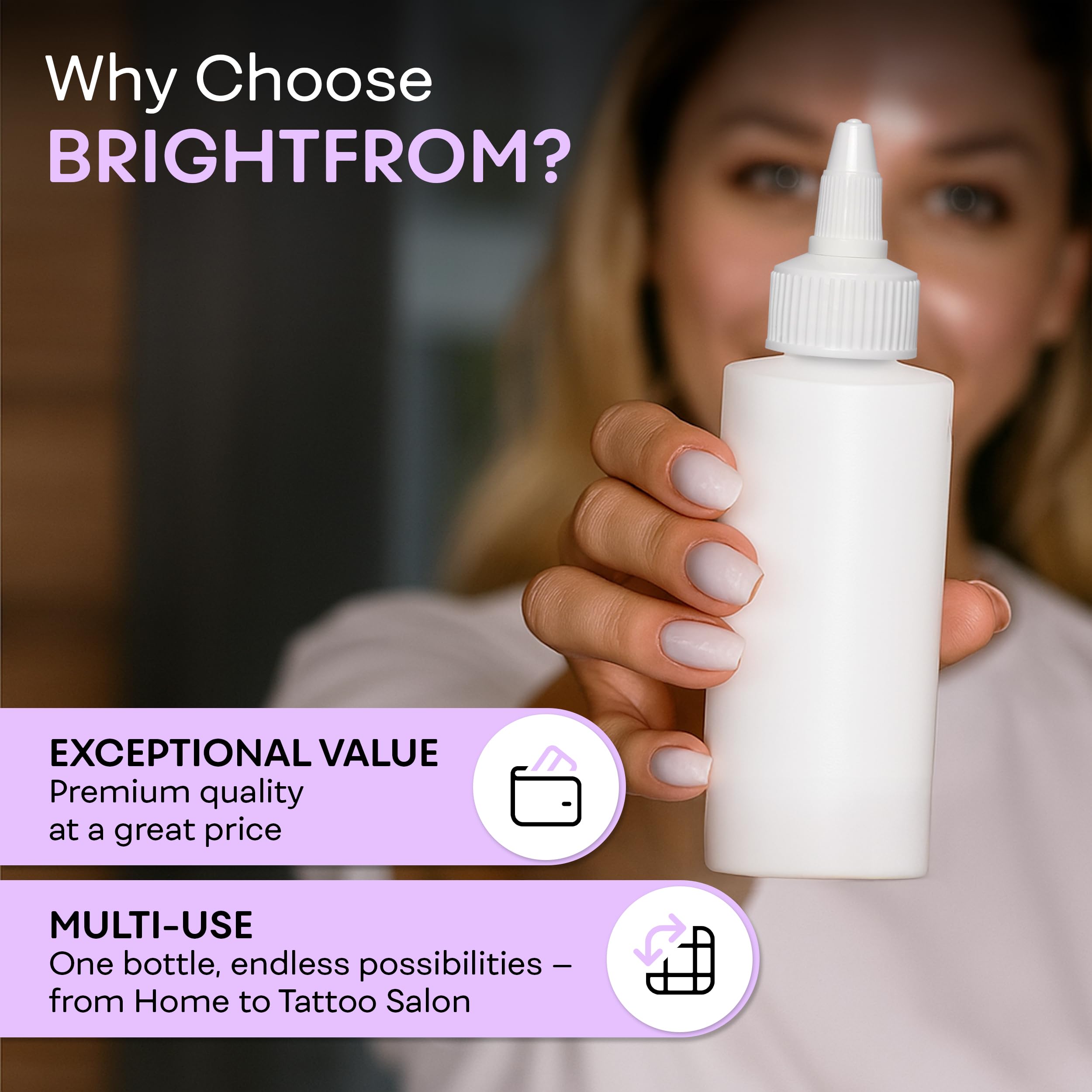 BRIGHTFROM compact travel-size bottle set for easy on-the-go use.